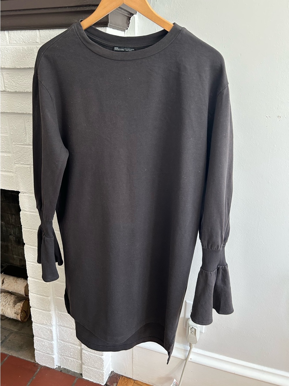 Zara Black Bell-Sleeve Tunic Dress